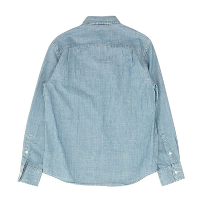 Blue Solid Long Sleeve Button Down