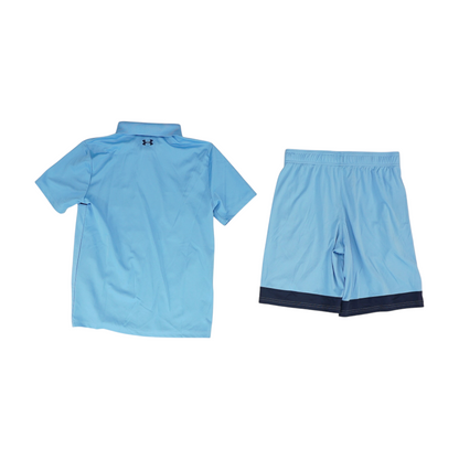 Blue Color Block Short Sleeve Set