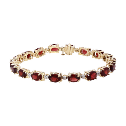 14K Yellow Gold Garnet Tennis Bracelet