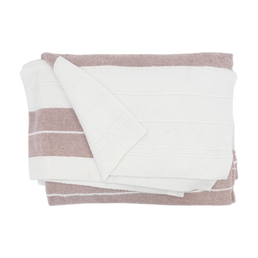 Barefoot Dreams Cream Striped Nylon Scarf – Image 2