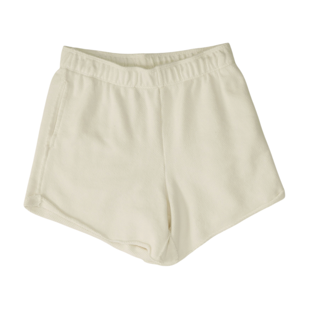 White Solid Knit Shorts