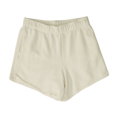White Solid Knit Shorts