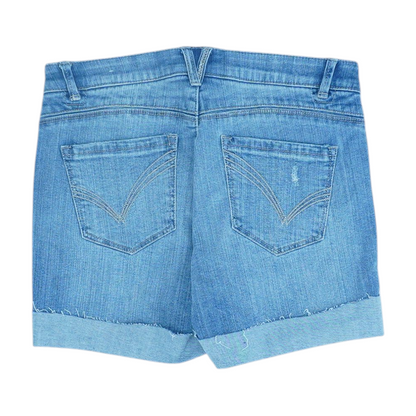Blue Solid Denim Shorts