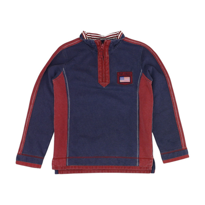 Blue Color Block 1/4 Zip Pullover