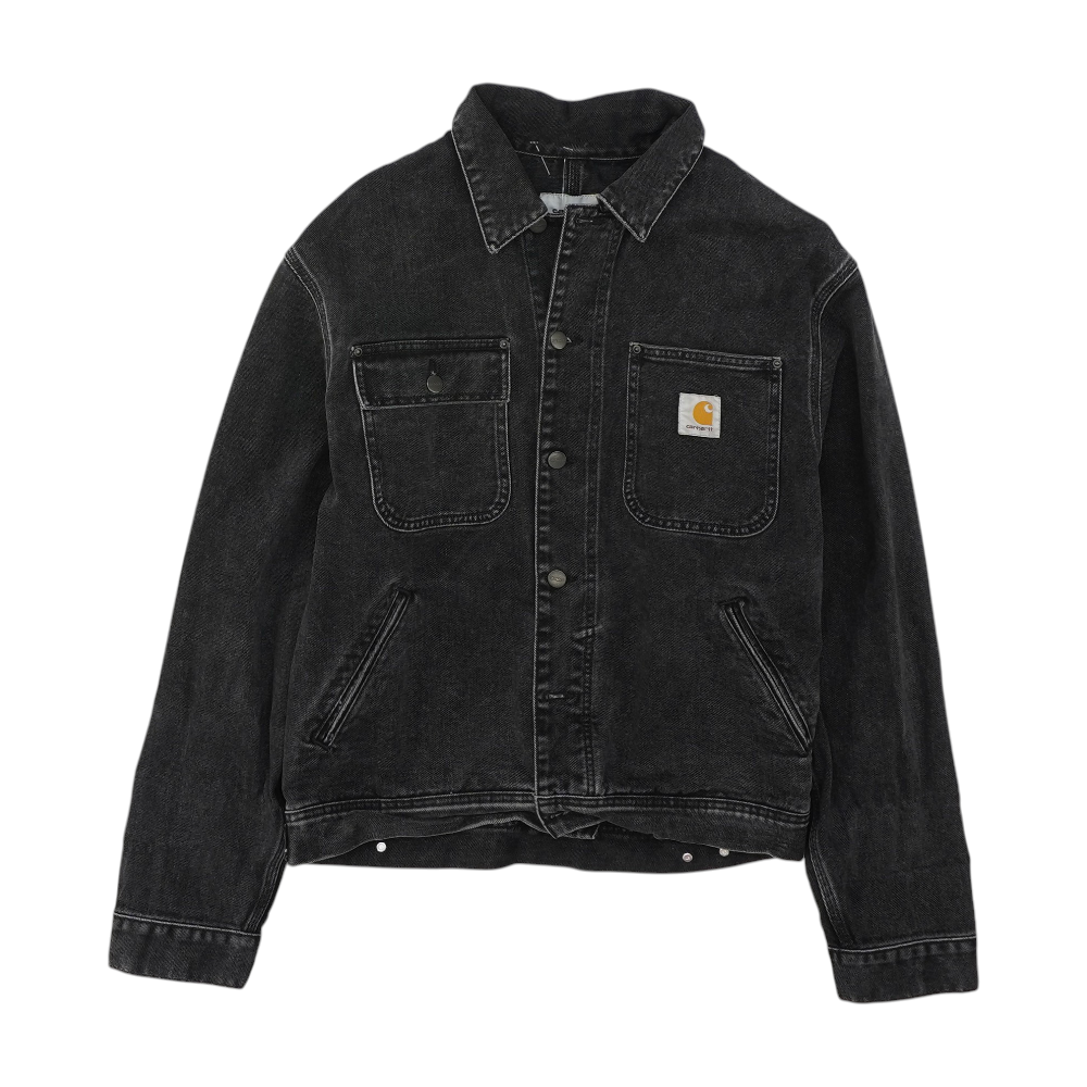 Black Solid Denim Jacket