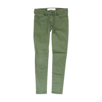 Green Solid Skinny Leg Jeans
