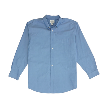Blue Solid Long Sleeve Button Down