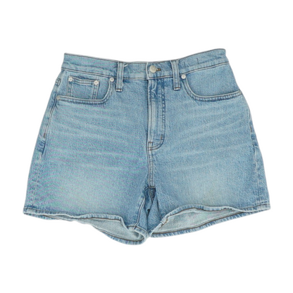 Blue Solid Denim Shorts