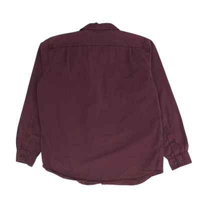Maroon Solid Long Sleeve Button Down