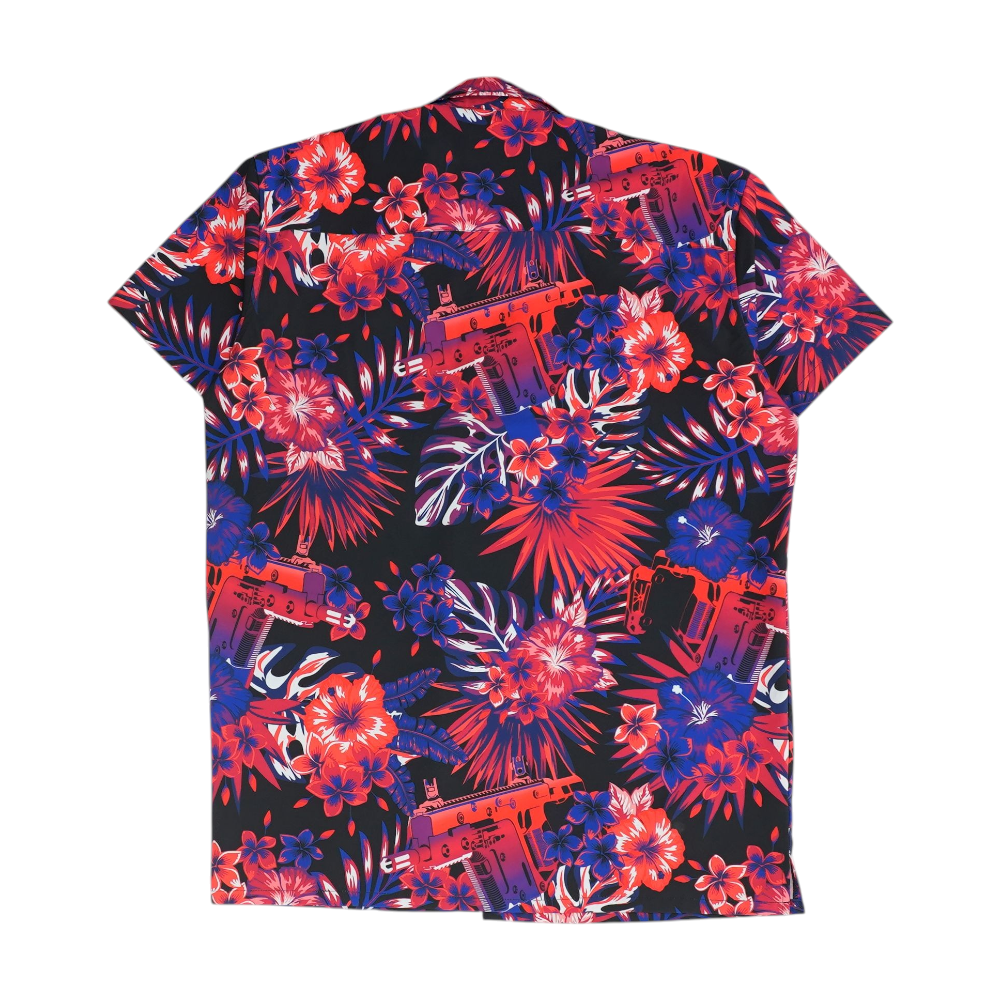 Red Tropical Short Sleeve Button Down