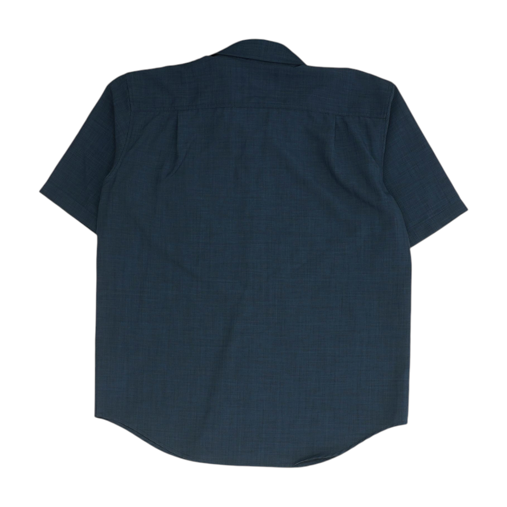 Navy Solid Short Sleeve Button Down