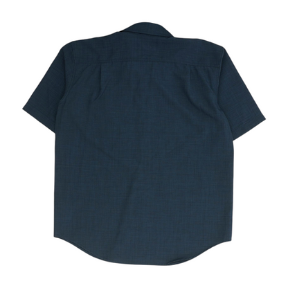 Navy Solid Short Sleeve Button Down