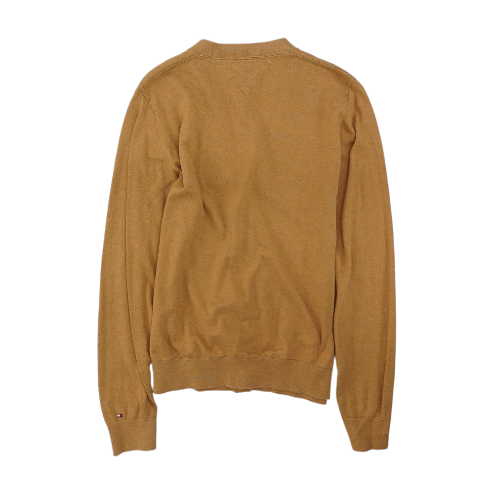 Tan Solid Cardigan Sweater