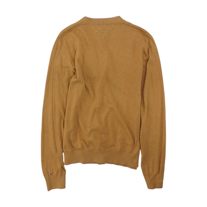 Tan Solid Cardigan Sweater