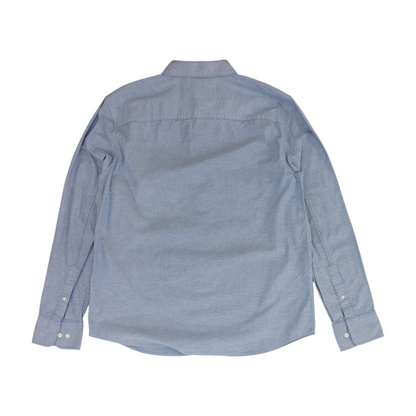 Blue Solid Long Sleeve Button Down