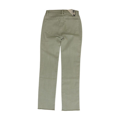 Green Solid Mid Rise Straight Leg Jeans