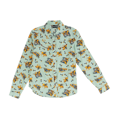 Green Graphic Button Down