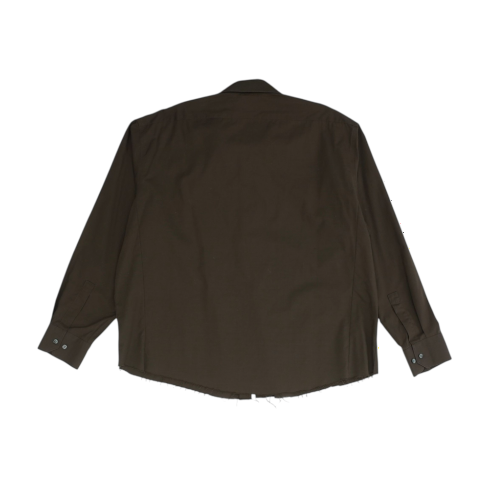 Brown Solid Long Sleeve Button Down