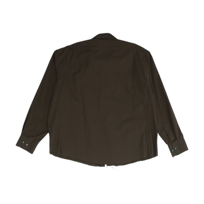 Brown Solid Long Sleeve Button Down