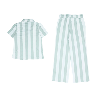 Green Striped Pajama Set