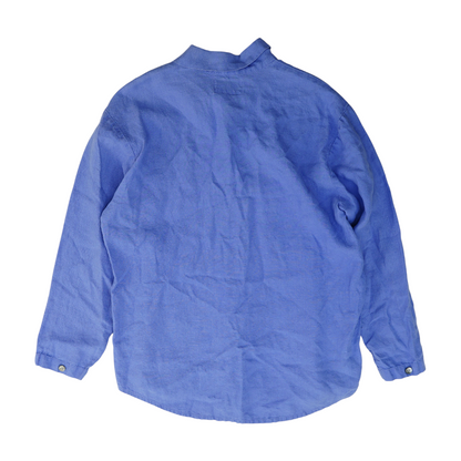 Blue Solid Long Sleeve Button Down