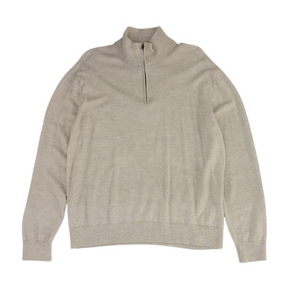 Tan Solid 1/4 Zip Sweater