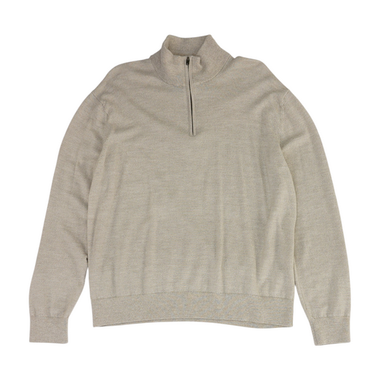 Tan Solid 1/4 Zip Sweater