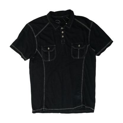 Black Solid Short Sleeve Polo