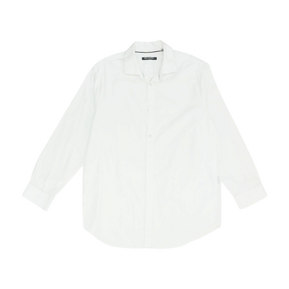 White Solid Long Sleeve Button Down