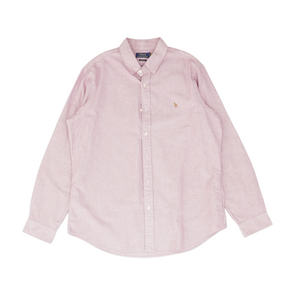 Red Solid Long Sleeve Button Down