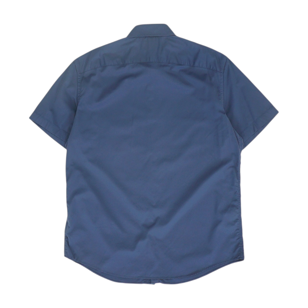 Navy Solid Short Sleeve Button Down