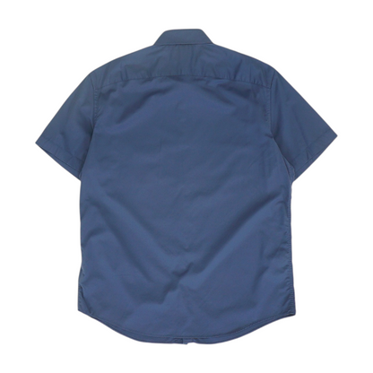 Navy Solid Short Sleeve Button Down