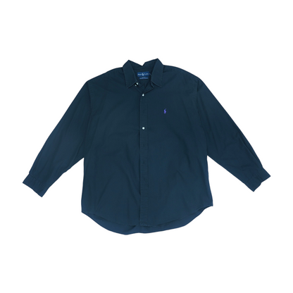 Black Solid Long Sleeve Button Down