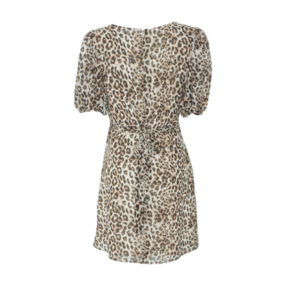 Beige Animal Print Mini Dress