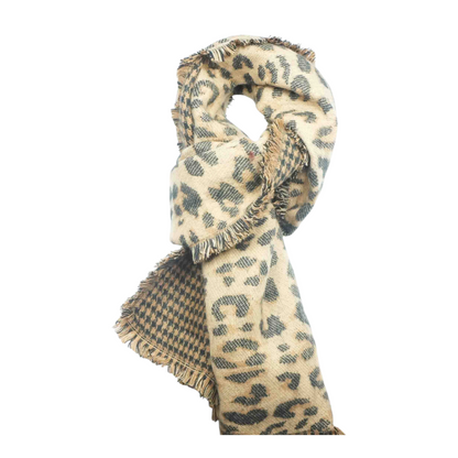 Tan Animal Print Acrylic Scarf