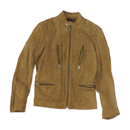 Brown Solid Leather Jacket