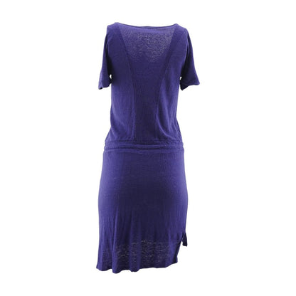 Purple Solid Midi Dress