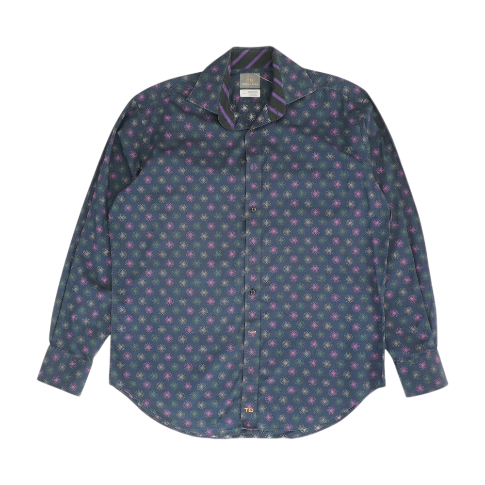 Navy Polka Dot Long Sleeve Button Down