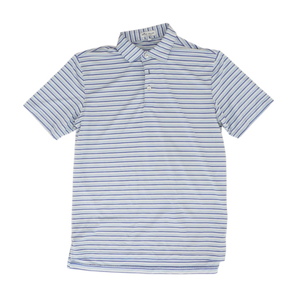 Blue Striped Short Sleeve Polo