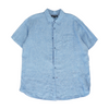 Blue Solid Short Sleeve Button Down