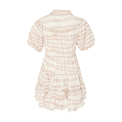 Beige Striped Mini Dress