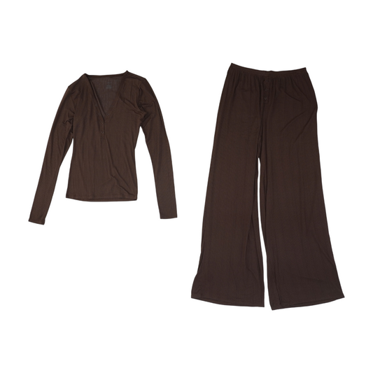Brown Solid Pajama Set