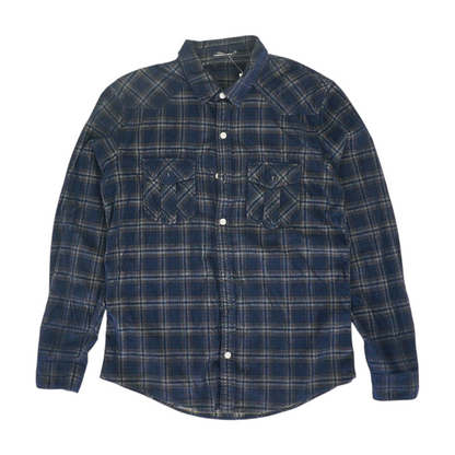 Navy Plaid Flannel Button Down