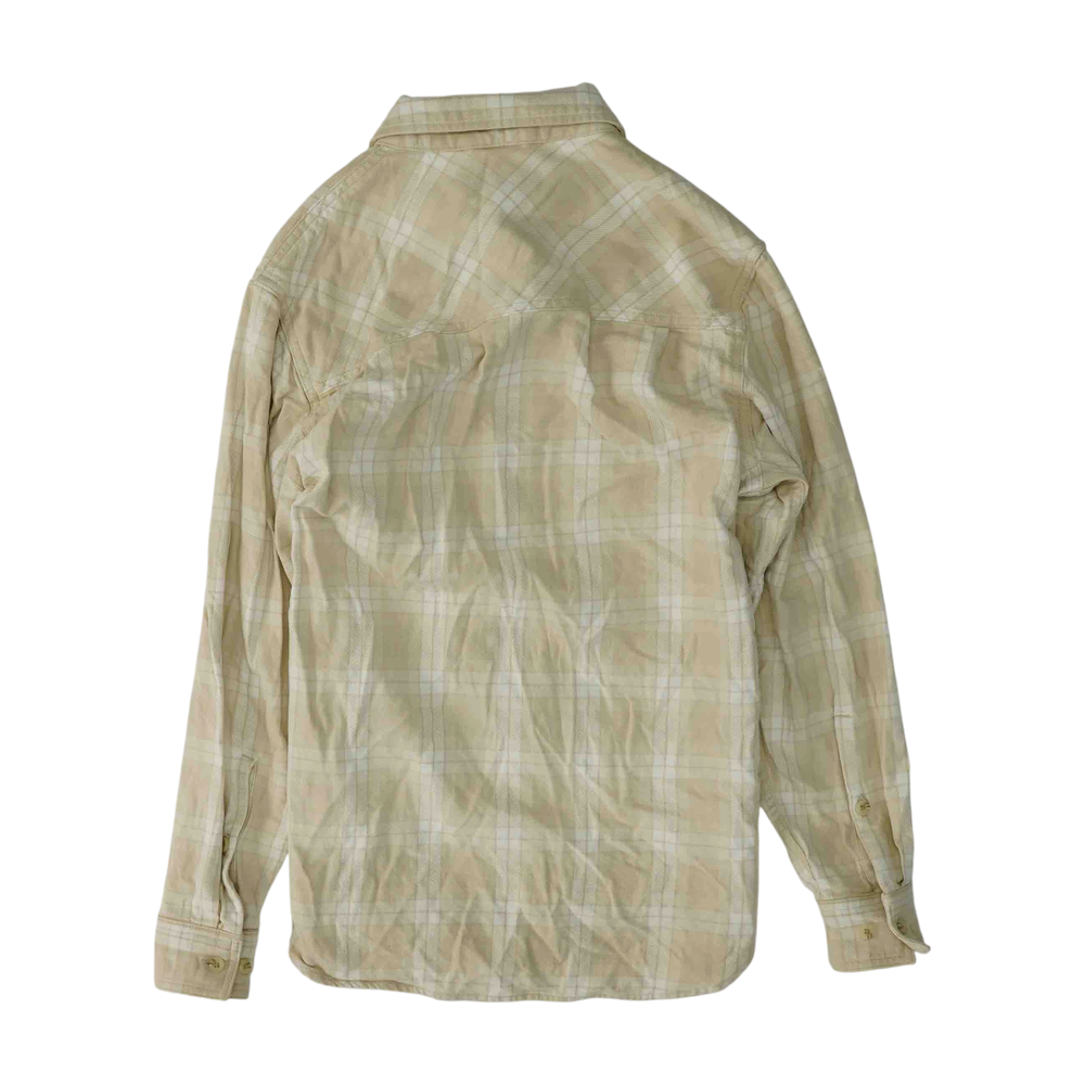 Beige Plaid Flannel Button Down