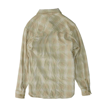 Beige Plaid Flannel Button Down