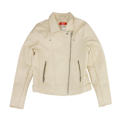 Tan Solid Faux Leather Jacket