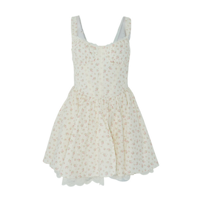 Cream Floral Mini Dress