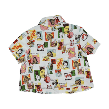 White Plus Print Button Down