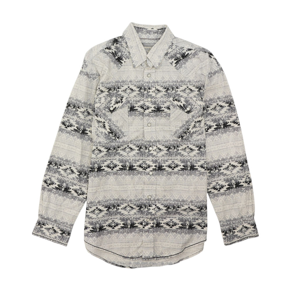 Gray Abstract Long Sleeve Button Down