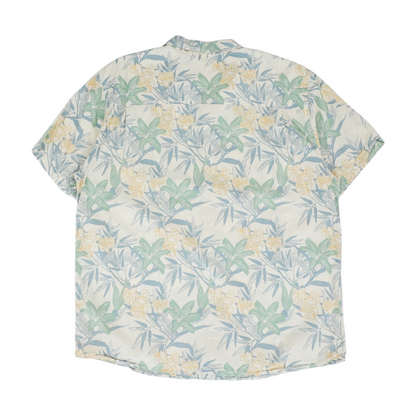 Beige Floral Short Sleeve Button Down